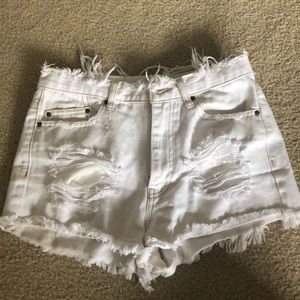 White denim shorts